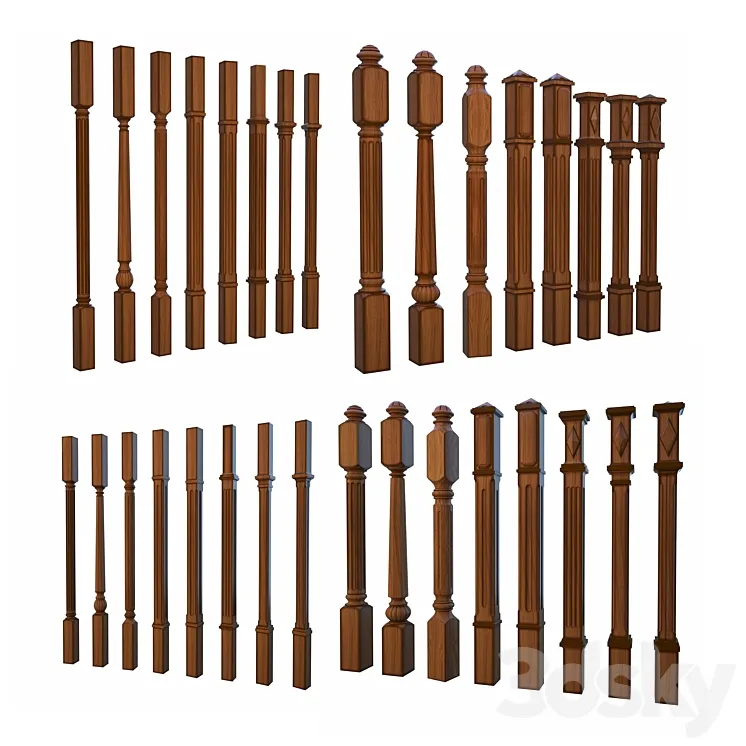 8 posts and balusters 8 3DS Max