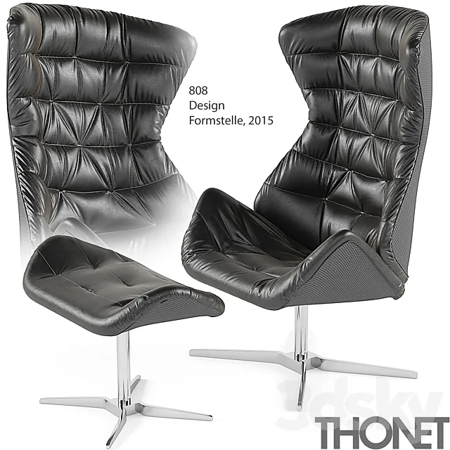 808 Thonet armchair & footstool 3ds Max