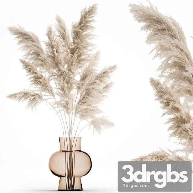 A beautiful lush bouquet of dried flowers in a vase with dry branches of pampas cortaderia white reeds 150 3dsmax Download