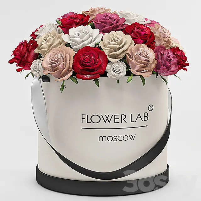 A bouquet of roses in a gift box 3DS Max Model