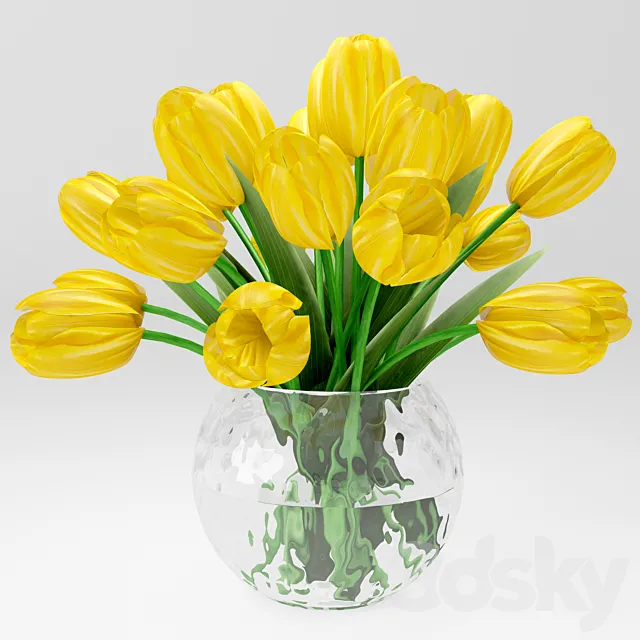 a bouquet of yellow tulips 3DSMax File