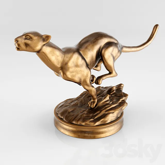 A bronze statue of a cheetah 3ds Max