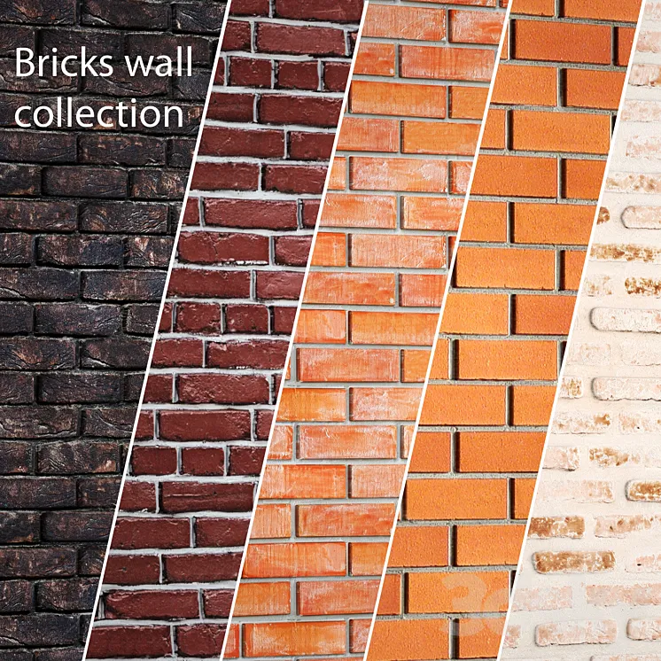 A collection of brick walls. 2. Wall decor brick masonry clinker decorative brown loft panel masonry 3DS Max