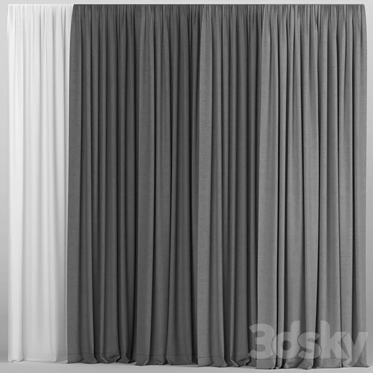 A collection of curtains with tulle. 3DS Max