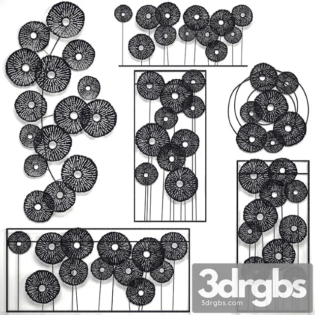 A collection of decor for the walls 4. wall decor set panel loft disks art picture metal decor round 3dsmax Download
