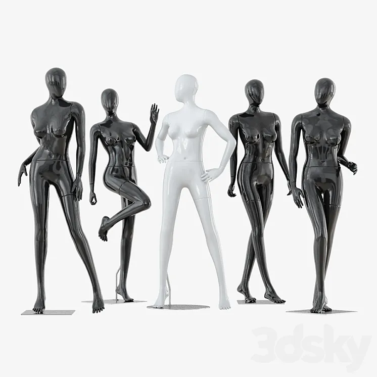 A collection of five faceless female mannequins 34 3DS Max