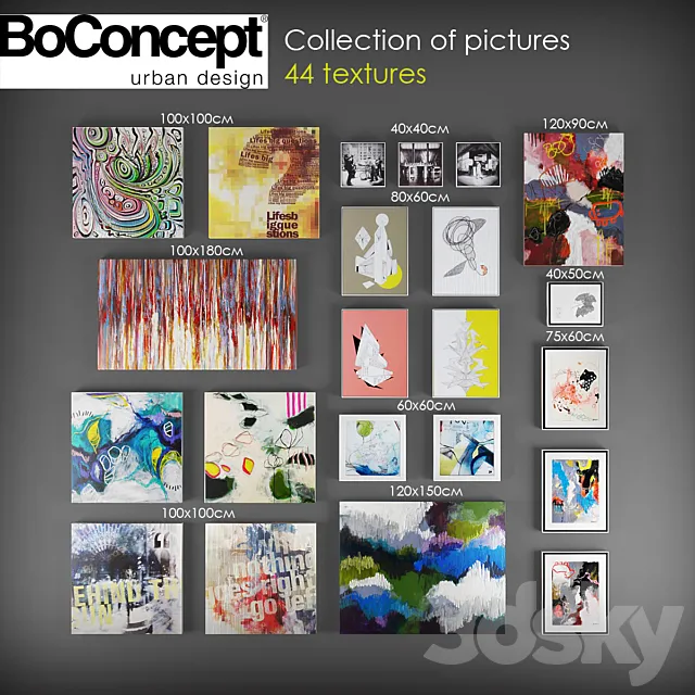 A collection of paintings from BoConcept 3DS Max Model