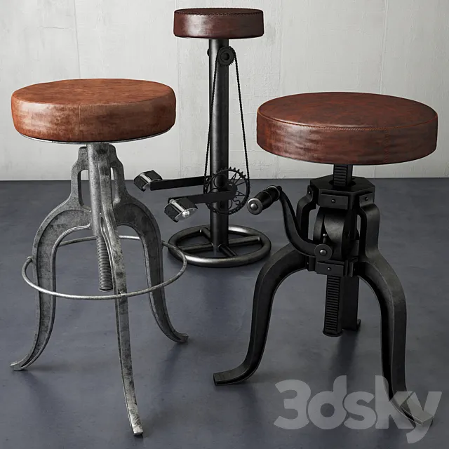 a collection of stools from loftdesigne 3DS Max Model