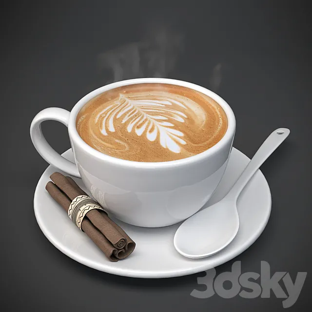 A cup of hot coffee 3ds Max