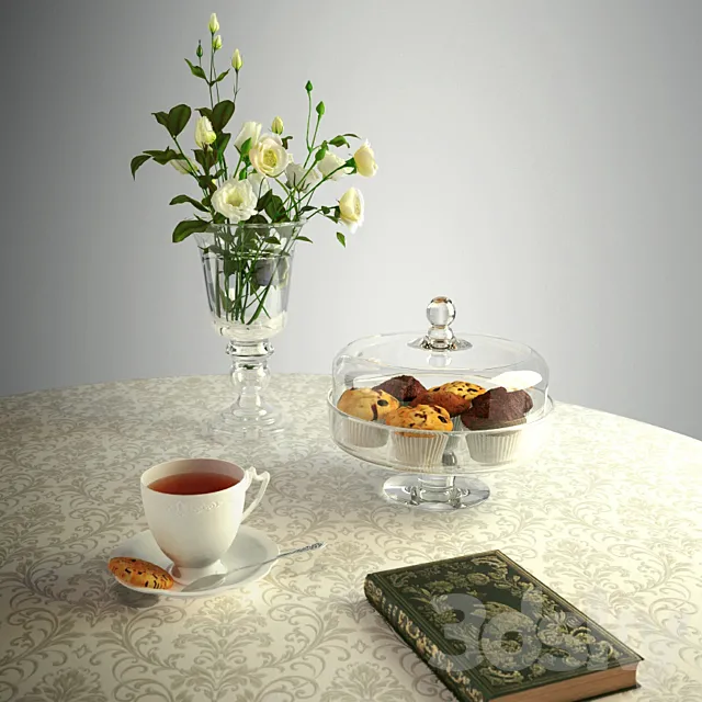A cup of tea and a bouquet 3DSMax File