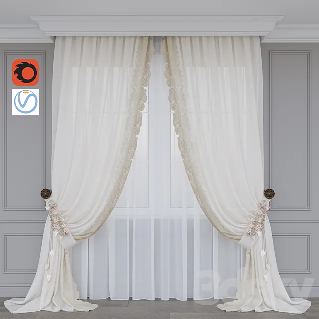 A curtain with flowers 3DS Max Model