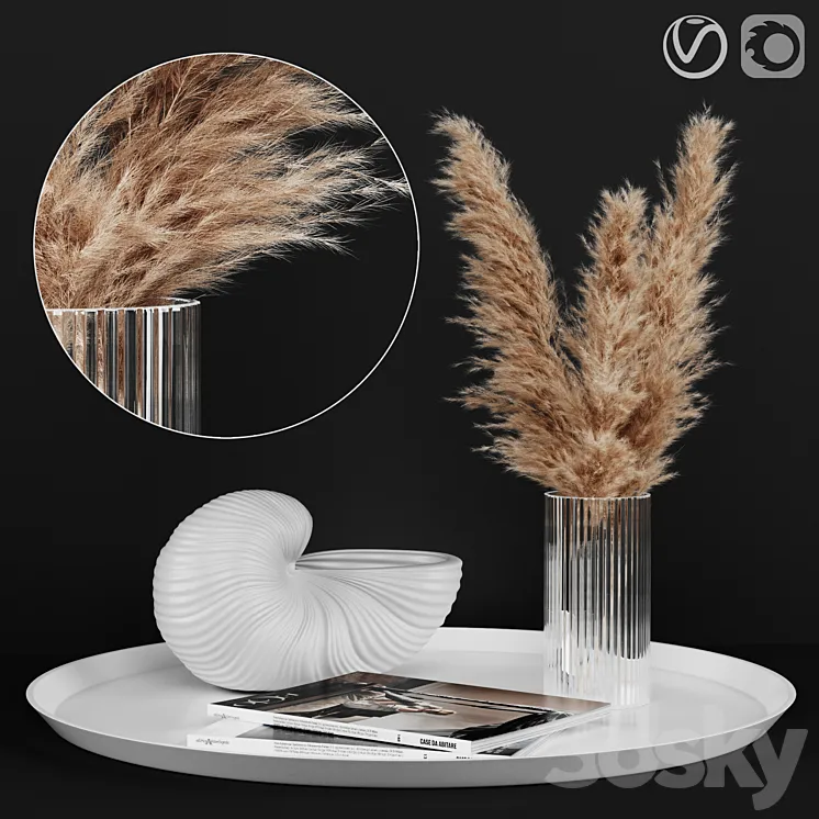 A decoratively artificial Pampas flower 3DS Max
