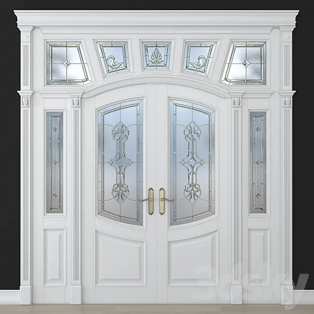 A door with a stained-glass window 3DSMax File