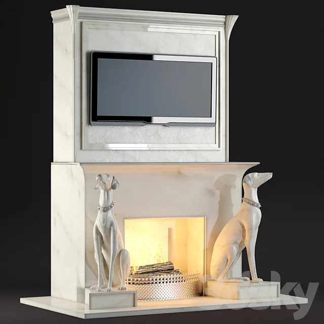 A Fireplace with Dogs 3DS Max Model