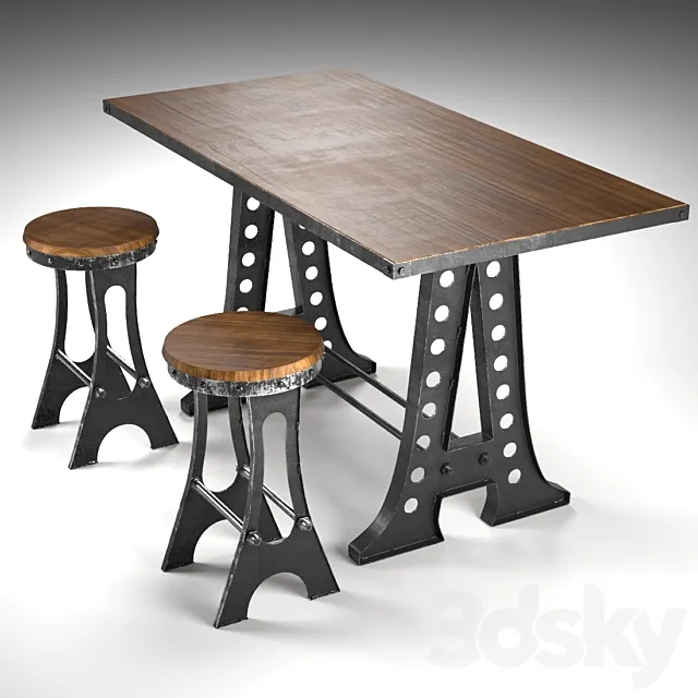 A Frame dining table 3DSMax File
