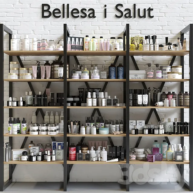 A huge rack with luxury cosmetics for beauty salons and professional cosmetology 3DSMax File