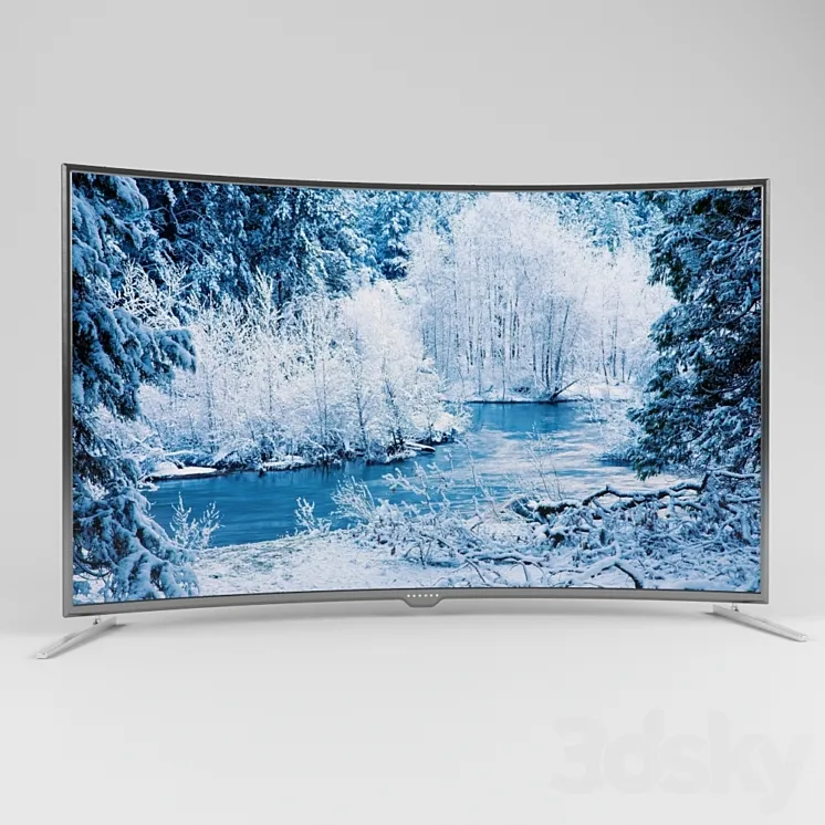 A huge TV with a curved screen 2500×1500 3DS Max