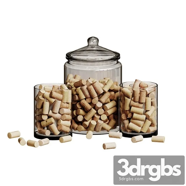 A jar with wine corks and a candle
