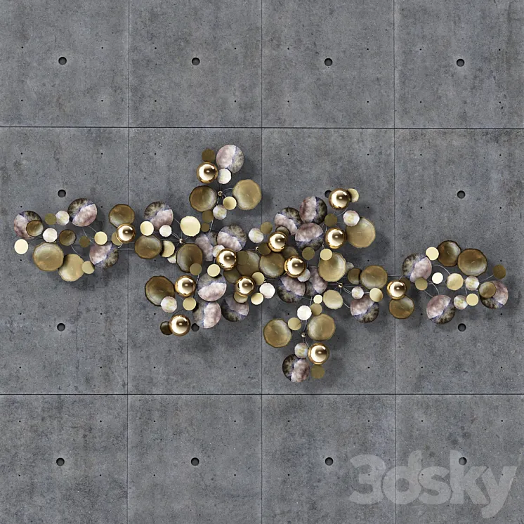 A Large Brass Curtis Jere Raindrops Wall Sculpture 3DS Max