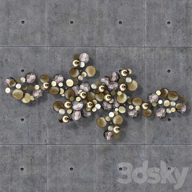 A Large Brass Curtis Jere Raindrops Wall Sculpture 3DSMax File
