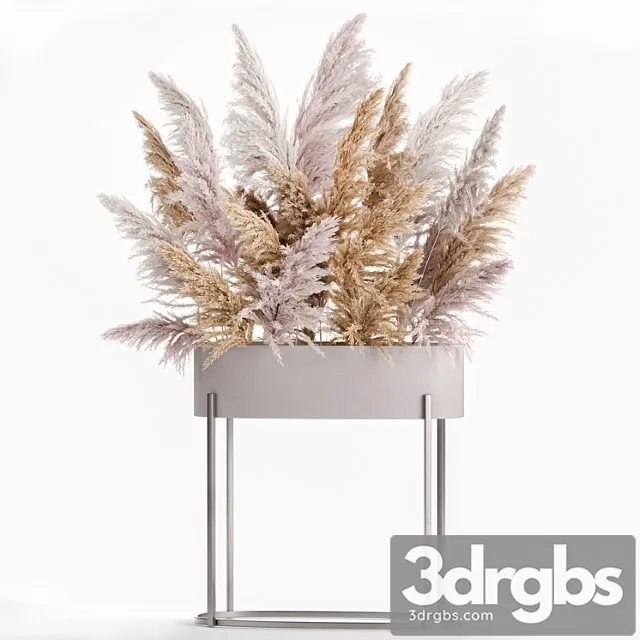 A lush bouquet of dried flowers with pink pampas grass, a vase of cortaderia, branches. 190.