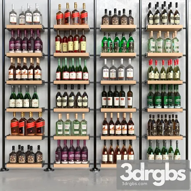 A rack with collection alcohol in a supermarket alcohol 3dsmax Download