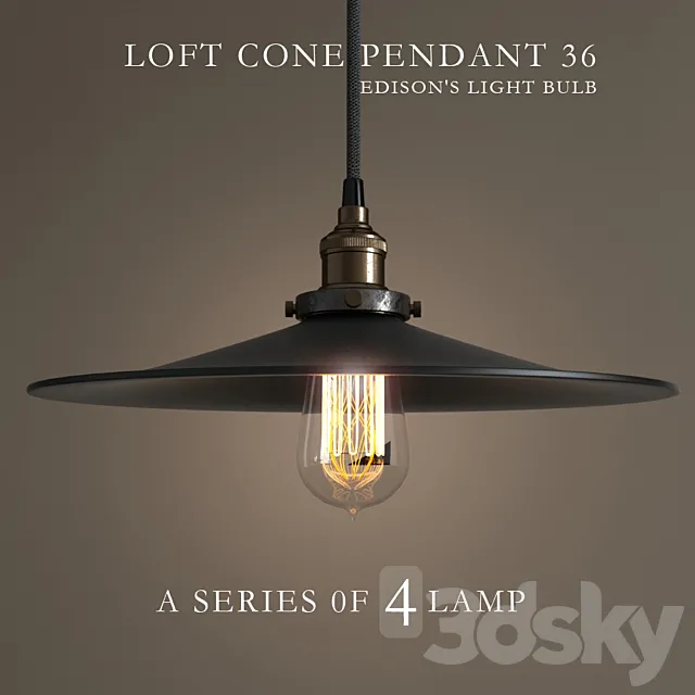 A series of chandeliers “LOFT CONE PENDANT 36” 3ds Max