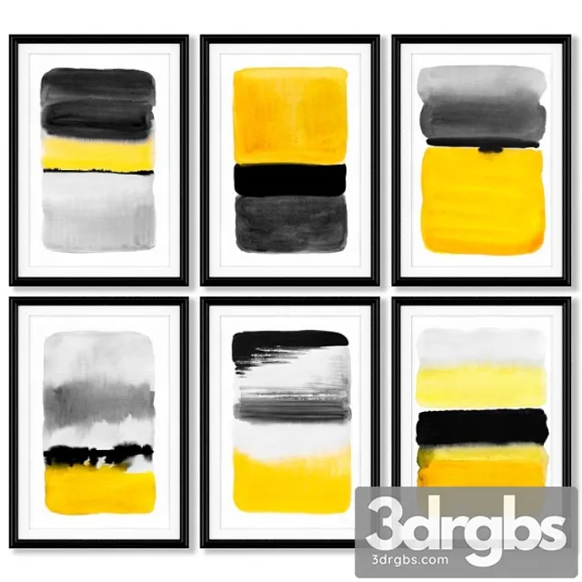 A series of posters with abstract painting. 3dsmax Download