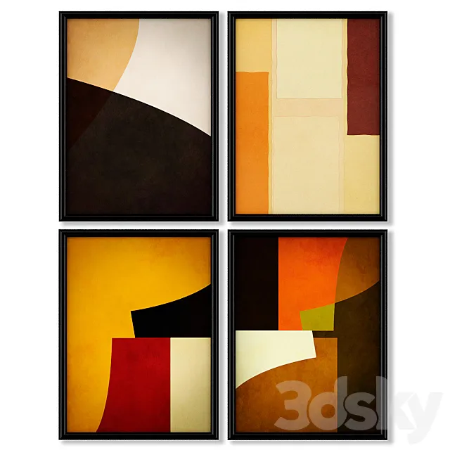 A series of posters with geometric figures. 3ds Max