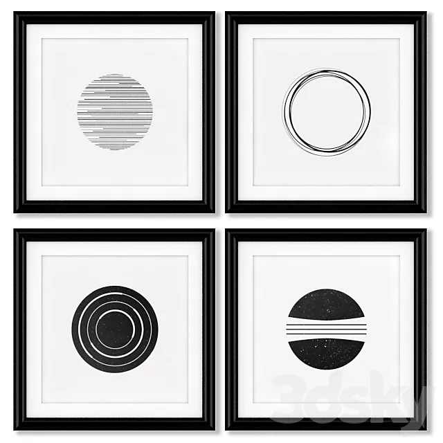 A series of posters with geometric figures. 3DSMax File