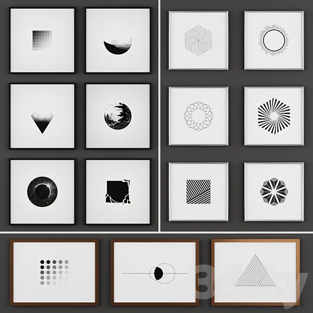 A set of 15 minimalist paintings 3ds Max