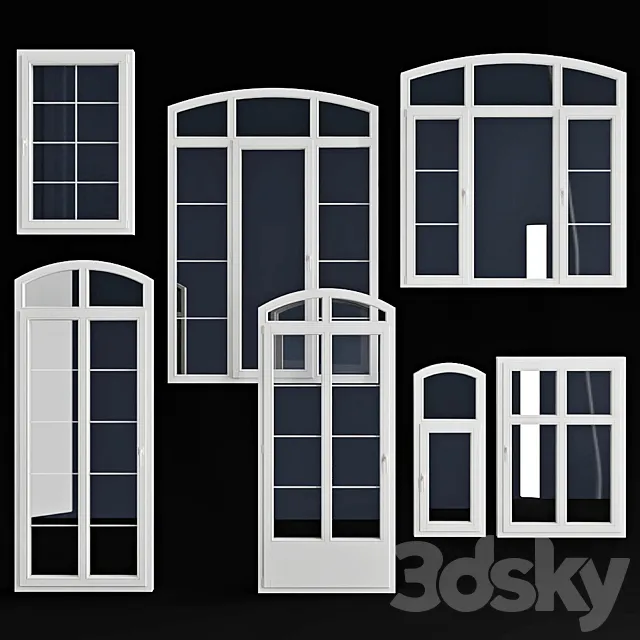 A set of arched windows _ doors 3DS Max Model