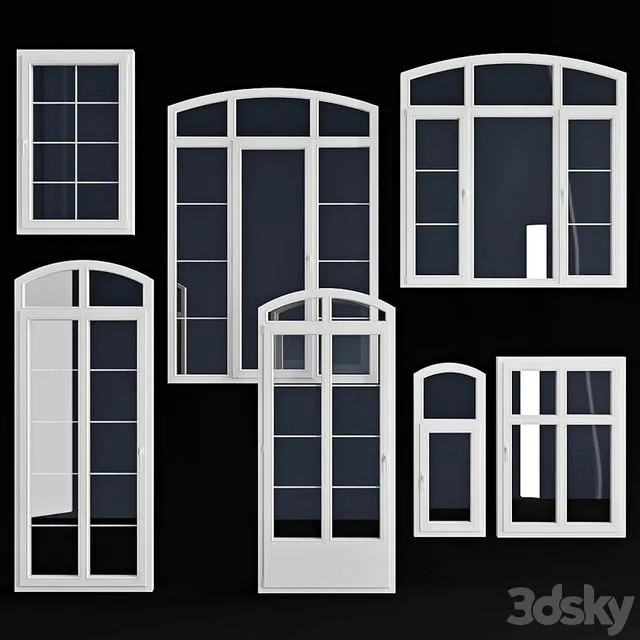 A set of arched windows and doors 3dsMax Model