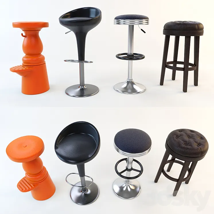 A set of bar stools (4 pcs.) Part 1 3DS Max