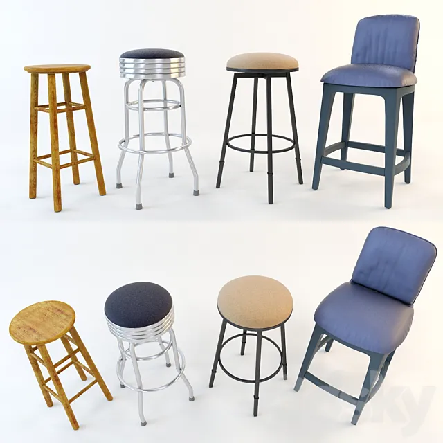 A set of bar stools (4 pcs.) Part 2 3DSMax File