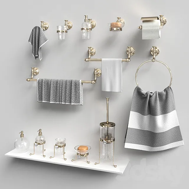 A set of bathroom accessories Brilla Gold Gaia Mobili 3DSMax File