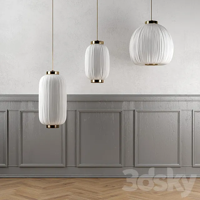 A set of Bloomingville lamps with floor and walls 3ds Max