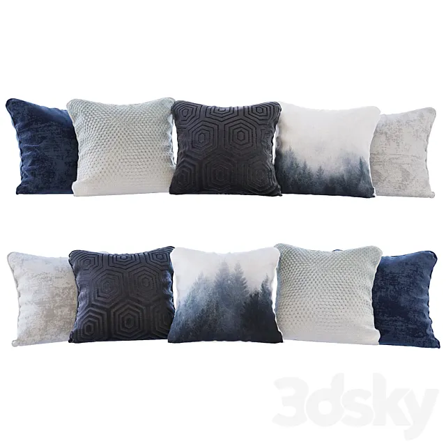 A set of blue forest pillows (Pillows blue forest YOU) 3DS Max Model