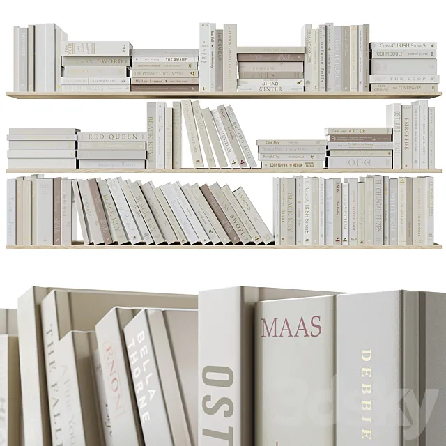 A set of books Books dark beige_1 3DSMax File