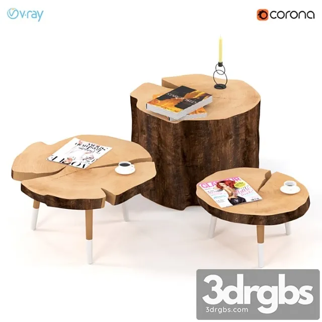 A set of coffee tables made of stumps and slabs. 2 3dsmax Download