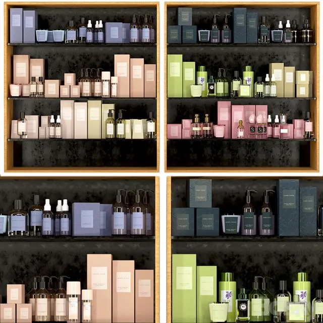 A set of cosmetics in Zara 3dsMax Model