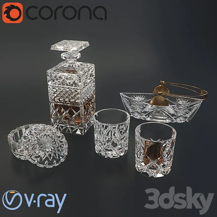 A set of crystal glassware 3DS Max