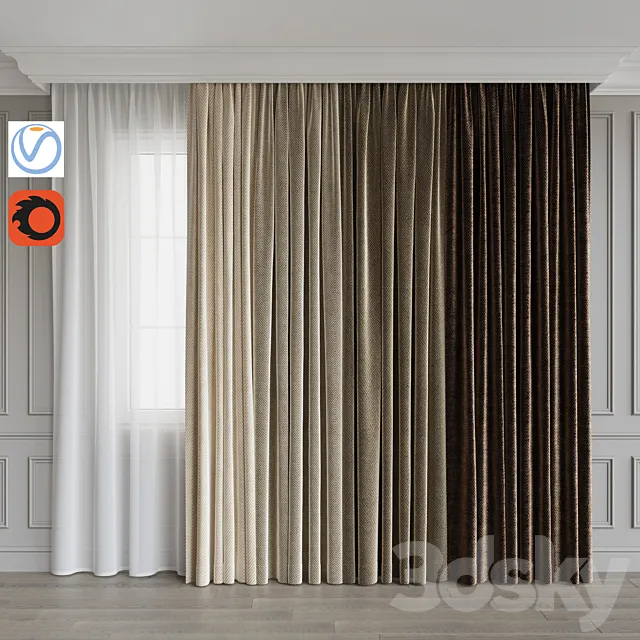 A set of curtains 10. Beige gamma 3DS Max Model