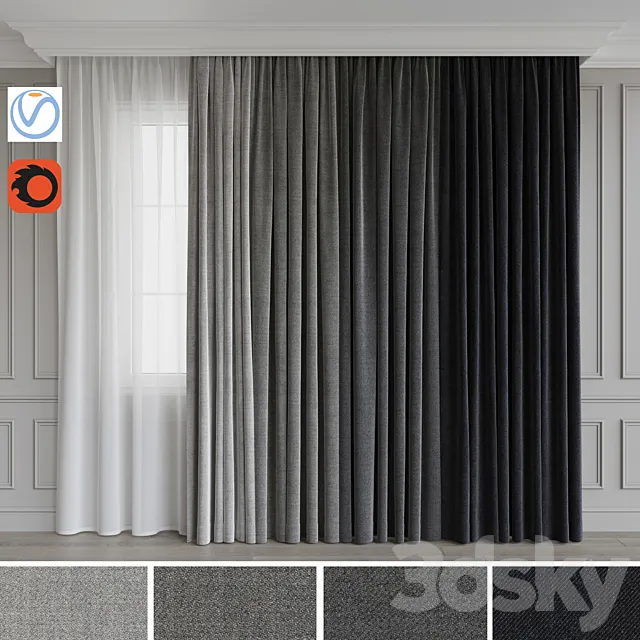 A set of curtains 11. Gray gamma 3ds Max