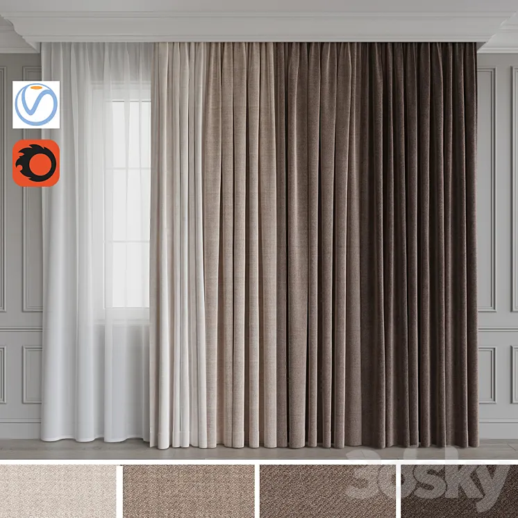A set of curtains 12. Beige gamma 3DS Max