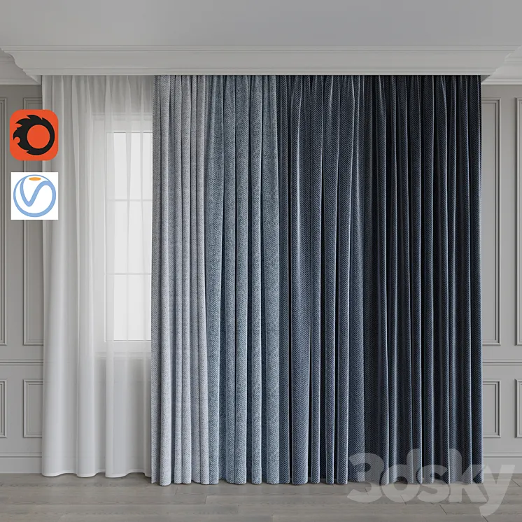 A set of curtains 8. Blue gamma 3DS Max