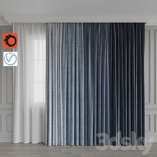 A set of curtains 8. Blue gamma 3DSMax File
