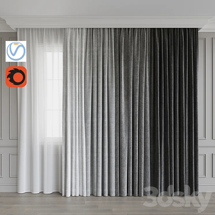 A set of curtains 9. Gray gamma 3DS Max