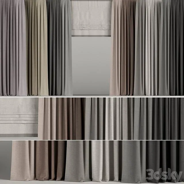 A set of curtains in different colors with a roman curtain 3dsMax Model