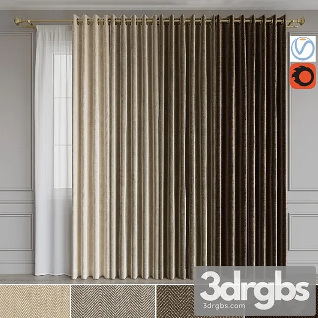 A set of curtains on the rings 15. beige range 3dsmax Download